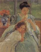 Mary Cassatt The young mother is sewing Sweden oil painting artist